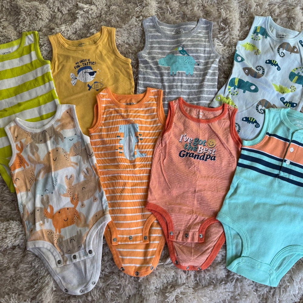 Carters tank onesies 12m lot of 8